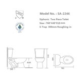 Siphonic Two-Piece Toilet Side Flush - SA-2246 - Besso Floor & Decor