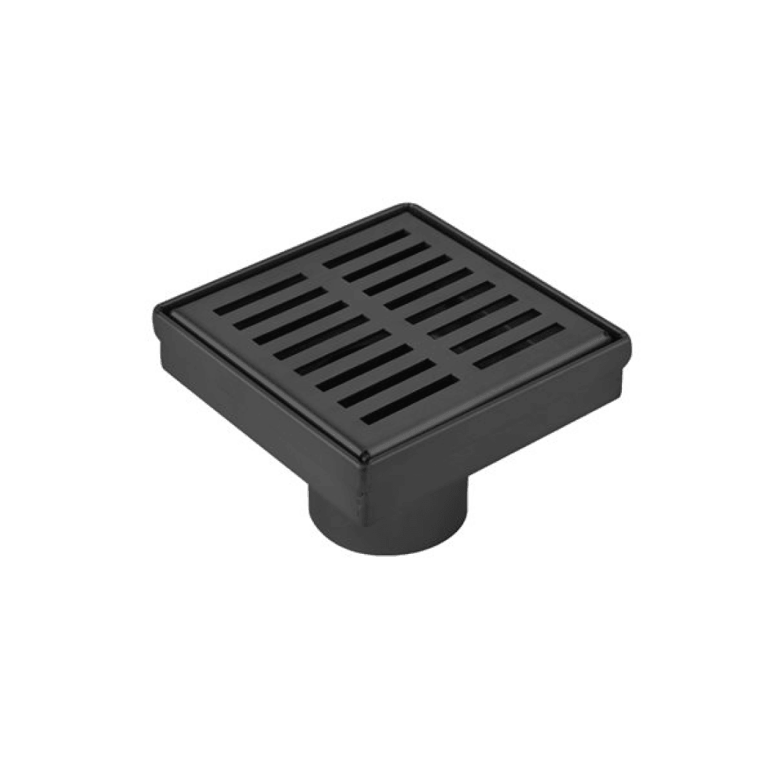 Square Shower Drain Slot Grid 6" x 6" x 2-3/4" Matte Black - 188095 - TESCO Building Supplies 