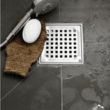 Square Shower Drain Sq. Grid 2in 5-3/32" x 5-3/32" x 3-1/8" - 188062 - TESCO Building Supplies 